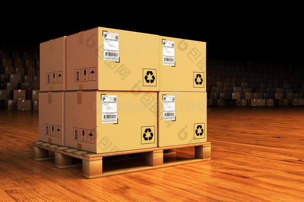 配送仓库，包装装运，货物运输和交货概念
