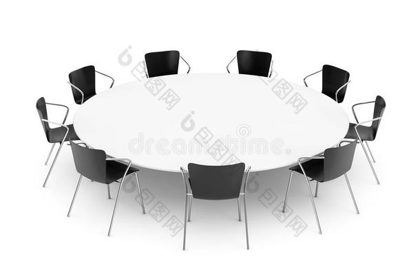 黑色办公椅和会议圆桌