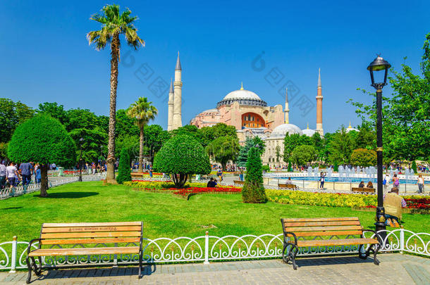 <strong>圣索菲亚</strong>和长凳，伊斯坦布尔，土耳其