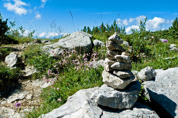 阿尔卑斯山风景带石雕或石雕，蒂罗尔，奥地利