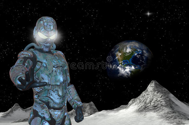 宇航员背景地球未来主义的银河系