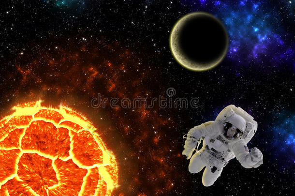 与宇航员<strong>爆炸的</strong>行星，这张图片<strong>的</strong>元素由美国宇航局提供。