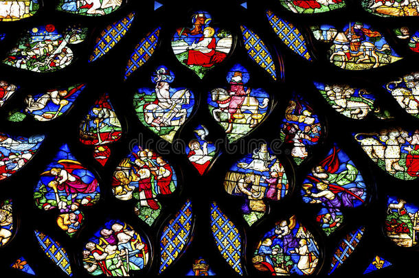 圣经故事玫瑰窗彩色玻璃圣查贝尔巴黎法国