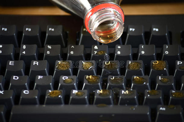 瓶子可乐计算机键盘不幸