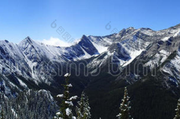 堰塞湖清新雪山景象