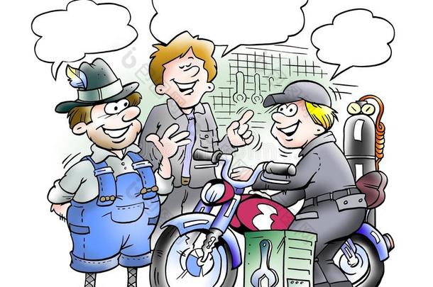 汽车自行车漫画卡通绘画