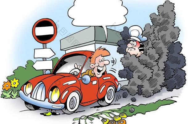 汽车漫画卡通二氧化碳绘画