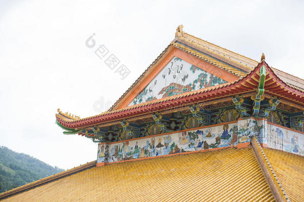 美丽的中国寺庙屋顶，克洛克寺寺庙槟城马来