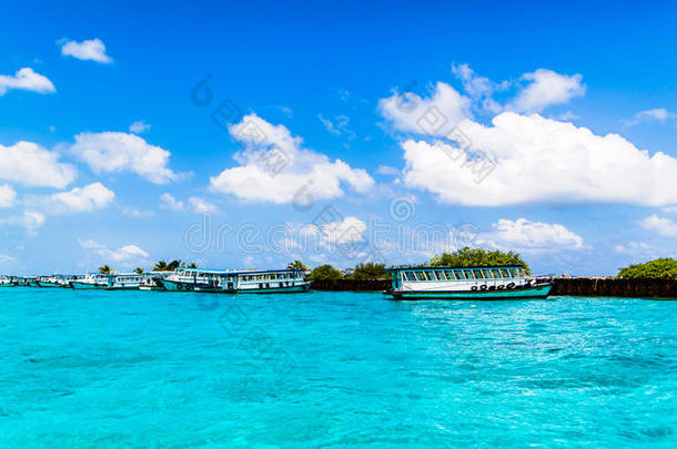 海滩景观在四季度假胜地马尔代夫在库达胡拉