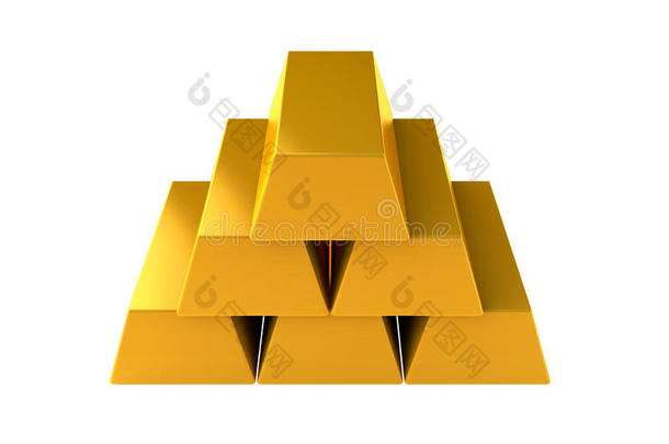 金条三维金字塔渲染白色背景