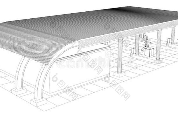 <strong>加油站</strong>线框线矢量