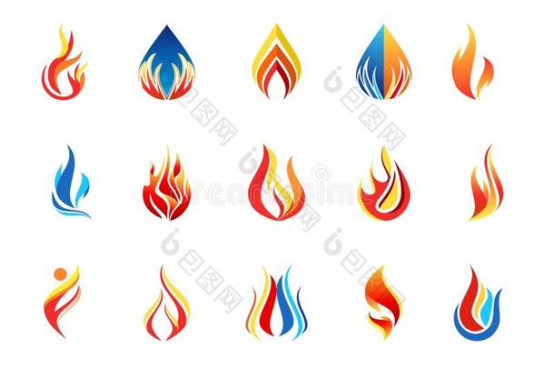 火焰标志，现代火焰收集标志图标设计矢量