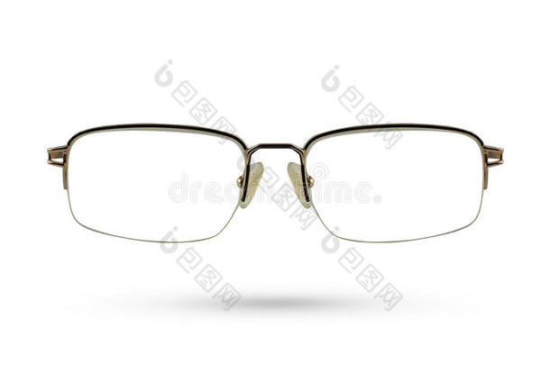 经典时尚眼镜风格隔离在白色背景上。