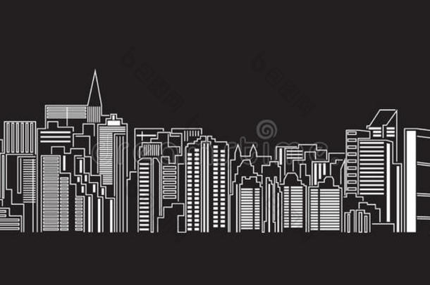 城市<strong>景观建筑</strong>线条艺术矢量插图设计