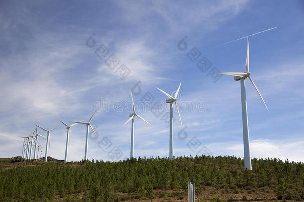 现代风车农场上的Eolic风力涡轮机