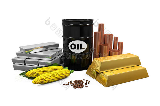 商品-石油、<strong>黄金</strong>、<strong>白银</strong>、铜、玉米和咖啡豆