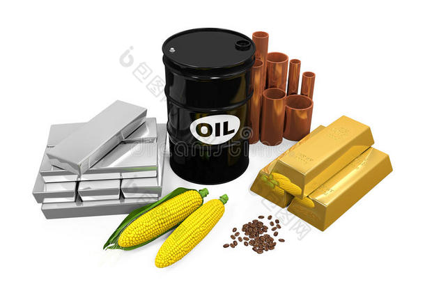 商品-石油、<strong>黄金</strong>、<strong>白银</strong>、铜、玉米和咖啡豆