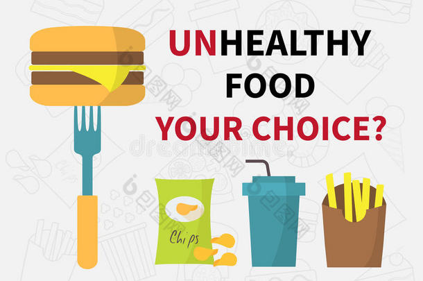 选择不健康的食物，垃圾快餐图标