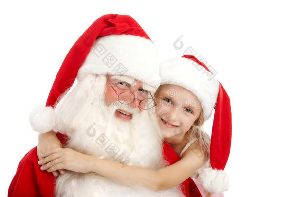 经典的圣诞老人和一个快乐的小女孩