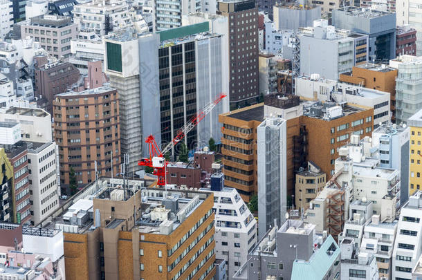 日本东京近景起重机建筑施工
