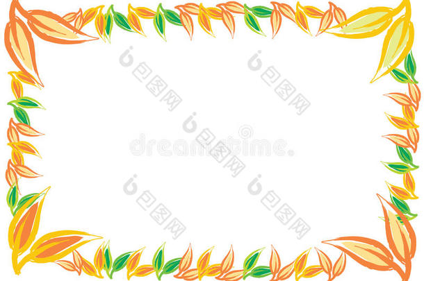 装饰秋季边框与彩色叶