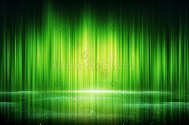 绿灯线和反射抽象背景