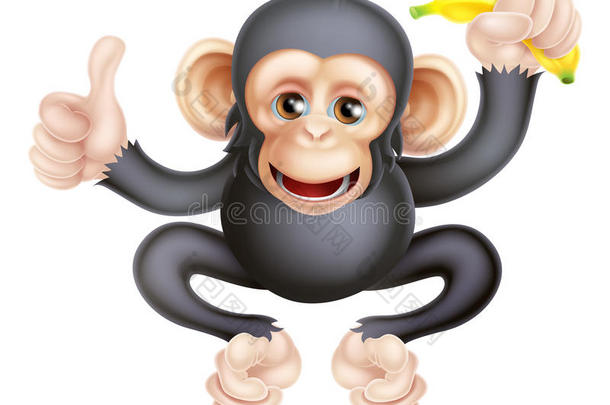 卡通黑猩猩<strong>猴子</strong>和<strong>香蕉</strong>