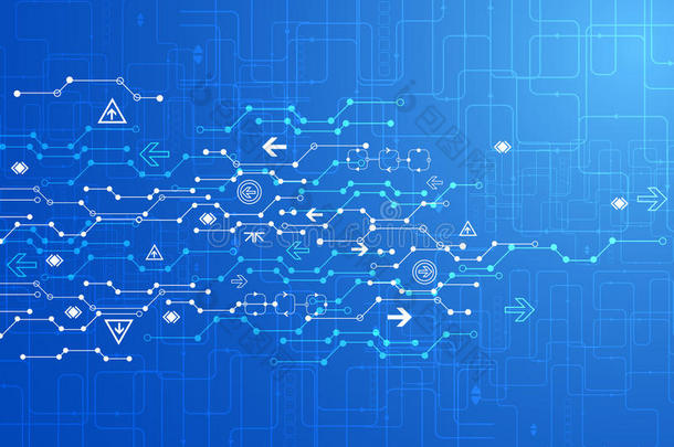 抽象蓝色数字通信技术背景。