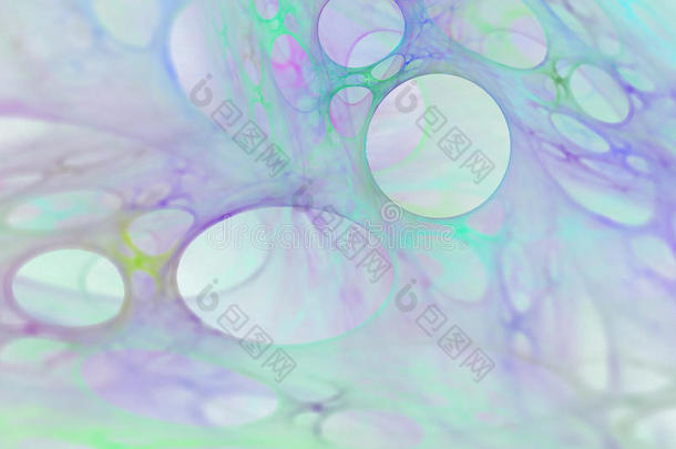 抽象分形背景与气泡或泡沫与孔文本