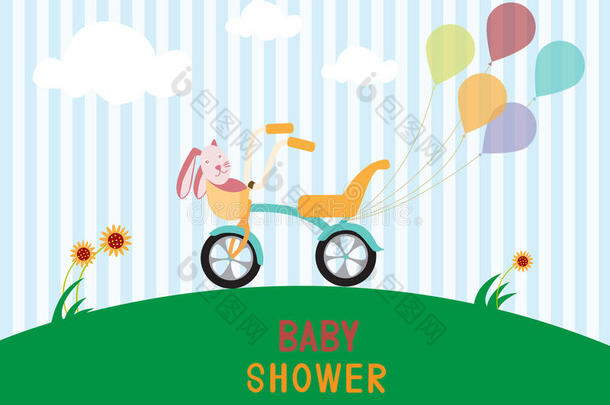 婴儿淋浴设计。 插图