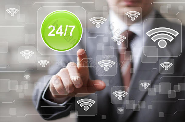 业务按钮24小时服务网络wifi标志