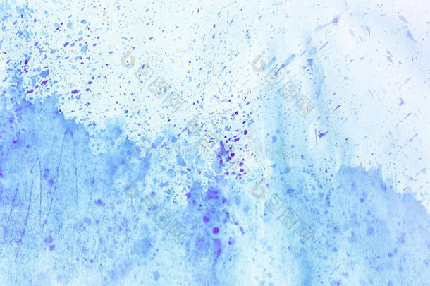 抽象油墨油漆。 白色背景上的墨水纹理。 蓝色抽象水彩背景图。