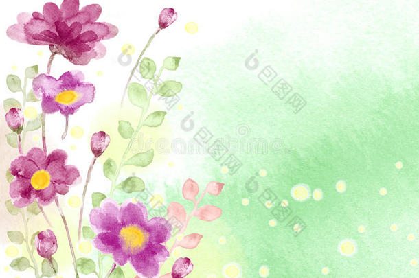 水彩画插画花卉在简单的背景