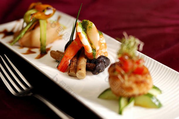 创意美食开胃虾海鲜。