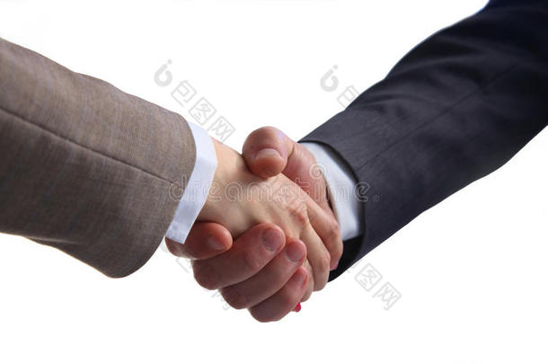 商务握手。两个商人握手