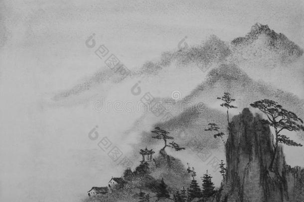 中国画的山和云