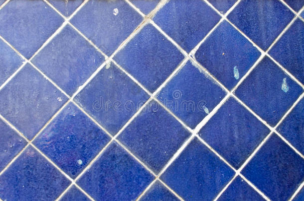 蓝色瓷砖背景，旧瓷砖