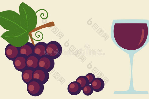 葡萄和葡萄酒平板食品和饮料插图