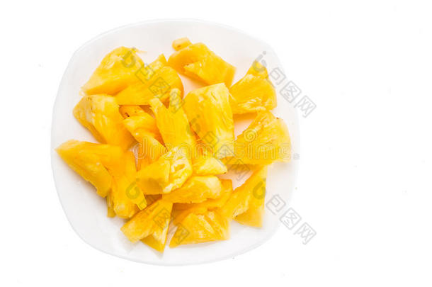 新鲜切割多汁，甜营养的菠萝水果分离