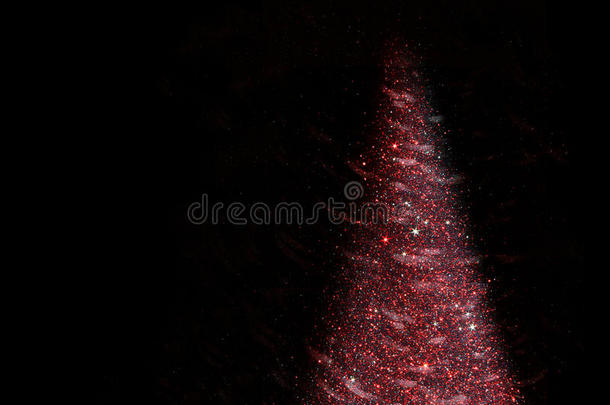 波克光爆发和纹理的抽象图像。 抽象的圣诞节树状的Siluete