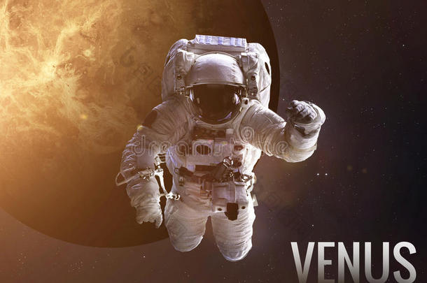 宇航员在金星轨道上探索太空。 要素