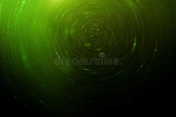 绿色抽象科幻未来主义背景，模糊的太空辐射恒星