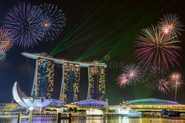 新加坡滨海湾金沙的烟花