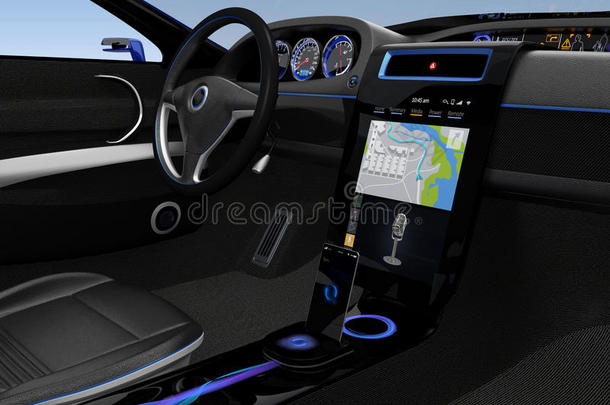 电动汽车控制台UI设计与地图导航屏幕