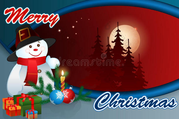 圣诞节，<strong>设计</strong>背景与雪人和<strong>礼品盒</strong>