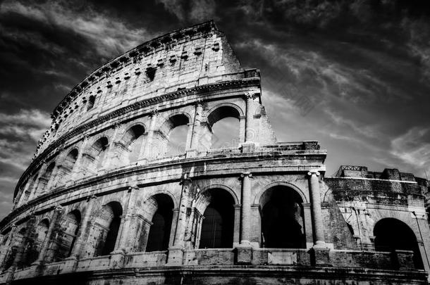 罗马竞技场，意大利。 黑白圆形剧场