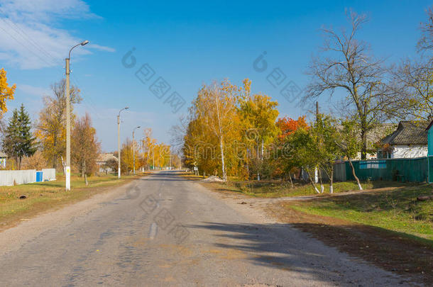 乌克兰农村村庄的秋天街道