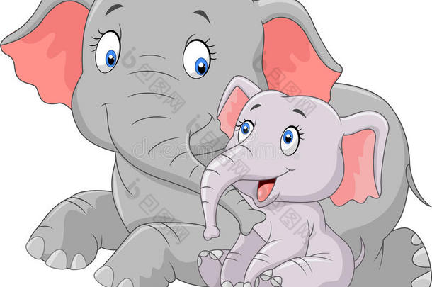 卡通可爱的妈妈和小象