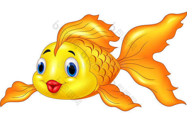 卡通可爱的金鱼隔离在白色背景上