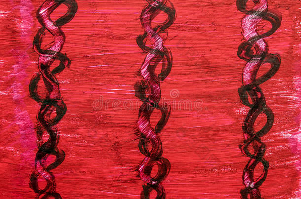 抽象的黑色和红色手绘丙烯酸笔触